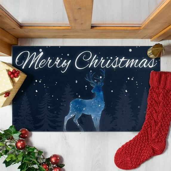 Christmas Door Mat Christmas Rug Christmas Decorations Christmas Holly Doormat Christmas Welcome Mat Indoor Winter Door Mat Outdoor 30"x17"