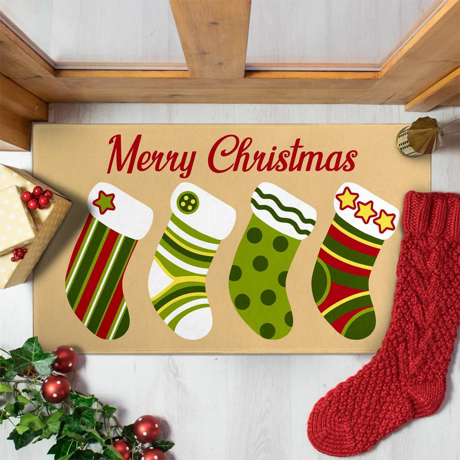 Christmas Door Mat Christmas Rug Christmas Decorations Christmas Socks Doormat Christmas Welcome Mat Indoor Winter Door Mat Outdoor 30"x17"