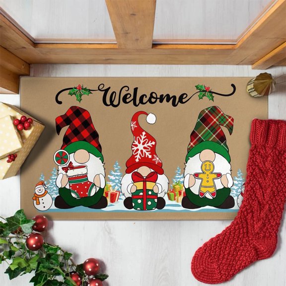 Christmas Door Mat Christmas Rug Christmas Decorations Gnome Christmas Rug Christmas Welcome Mat Indoor Winter Door Mat Outdoor 30"x17"