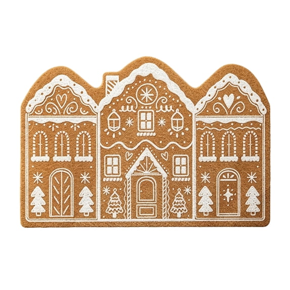 Christmas Door Mat - Gingerbread House Welcome Mat, 24x16 inch, Xmas Winter Floor Doormat Rugs for Front Porch Entryway