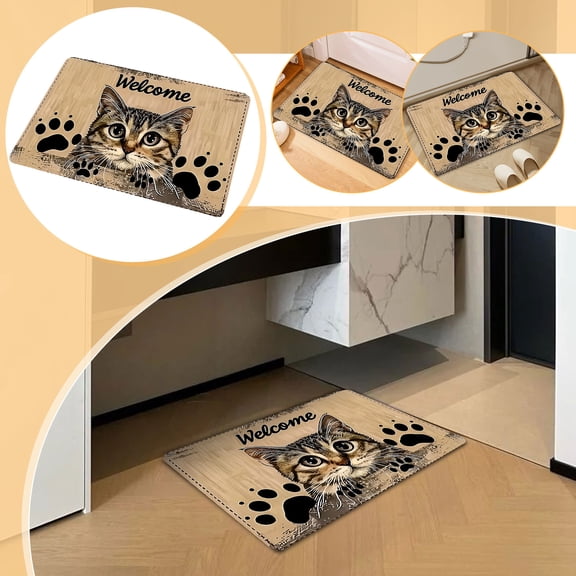 Christmas Door Mat Holiday Floor Rug Non-Slip Absorbent Entrance Carpet For Kitchen Bathroom Indoor Outdoor Use Durable Mat