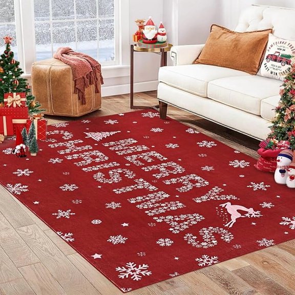 Christmas Door Mat Indoor Entrance 9'x12'Absorbent Dirt Trapper Welcome Mats for Front Door Washable Entryway Rugs Ultra Thin Doormat Non Slip Runner Rugs for Hallway Kitchen Laundry Room