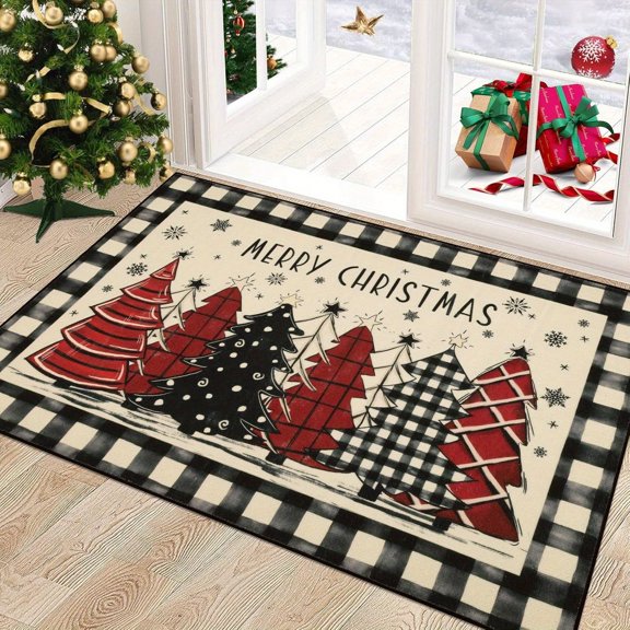 Christmas Door Mat Indoor Entrance Soft Welcome Mats for Kitchen Outdoor Christmas Decor