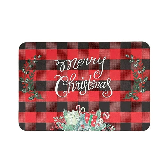 Christmas Door Mat Merry Christmas Front Door Mat Non-Slip and Washable Winter Doormat Rubber Back Entryway Door Mat Rugs for Indoor Outdoor