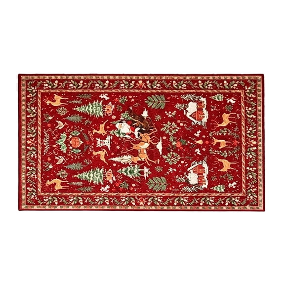 Christmas Door Mat, Nonâ Velvet Welcome Rug, Santa Reindeer Printed Floor Mat for Entryway Indoor Holiday Home Decor