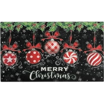 Christmas Door Mat Outdoor for Front Door Decorations,Holly Berries Merry Christmas Doormat, Winter Xmas Holiday Welcome Floor Mat Rug for Porch Entrance Farmhouse Decor,30" x 17"