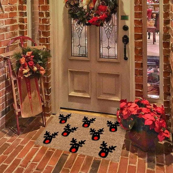 Christmas Door Mat Reindeer Christmas Welcome Door Mats Holiday Entrance Carpet For Kitchen Bathroom Indoor Outdoor Floor Mat