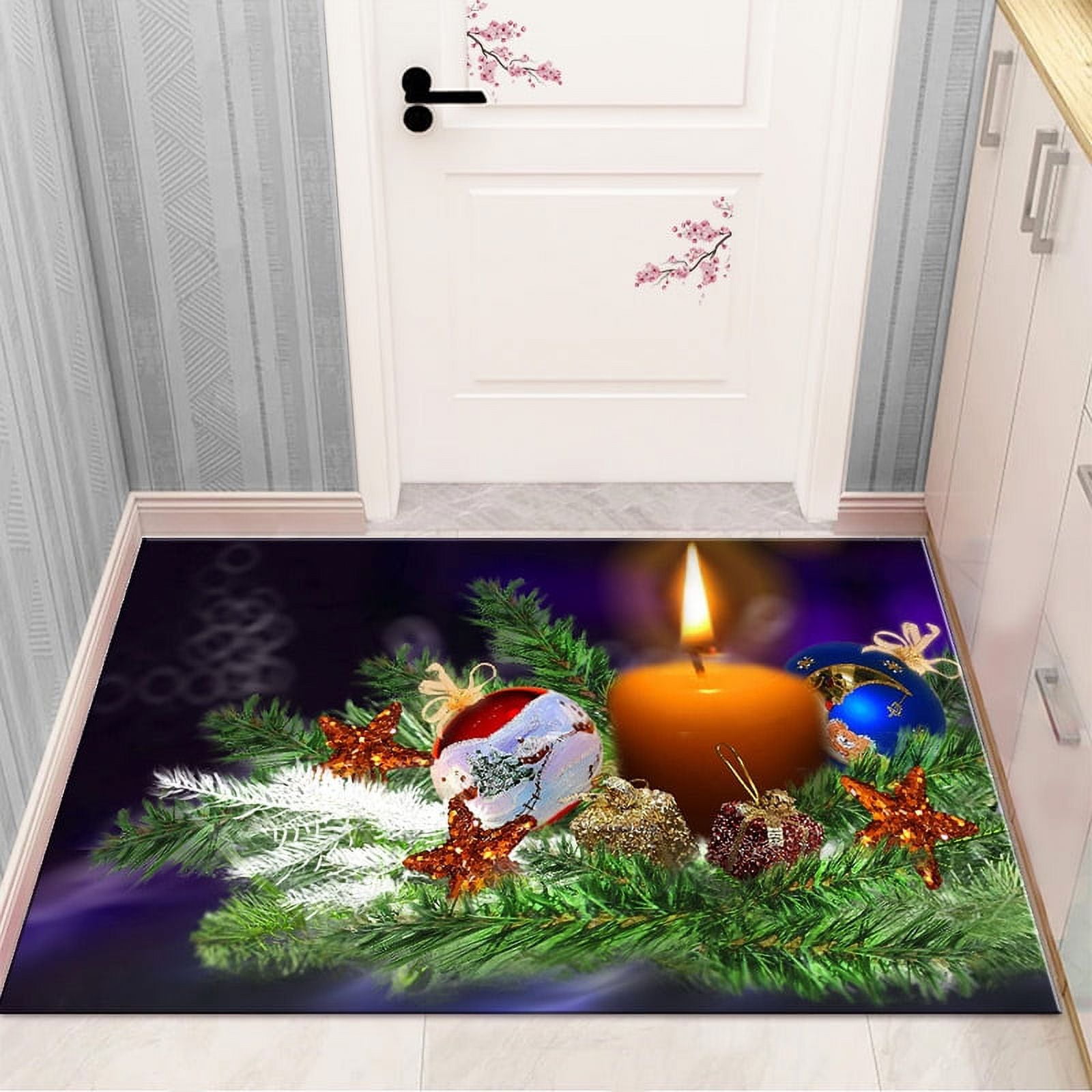 Christmas Door Mat Xmas Snowflake Retro Truck Entrance Mat Red