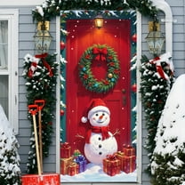 Christmas Door Set With Decorative Border And Santa Claus Design, Complete Party Festival Decoration Kit Including Door Stickers And Scene Hanging Cloth, Transformative Entryway Display For Holiday G