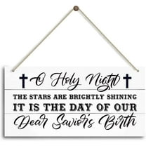 Christmas Door Sign Decor, Savior's Birth, Winter Seasonal Christmas Wall Art Hanging Wooden Sign Merry Xmas Holiday Decorations for Home Outside Indoor 10x5 Inch