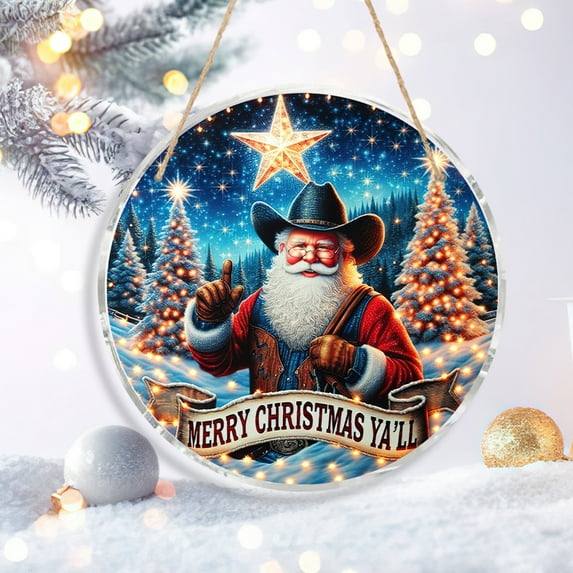 Christmas Door Sign Hanging Decoration – Snowman Scene PVC Holiday Pendant with Rope – Indoor Outdoor Wall Decor for Home, Party, Office, Front Door – 7.87" Clear Round Ornament