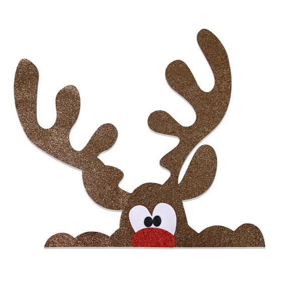 Christmas Door Stickers Decorations, Winter Christmas Snowman Wall Stickers Cover Removable Felt Cloth Snowman Santa Claus Elk Window Stickers Clings for Christmas Home Decorations