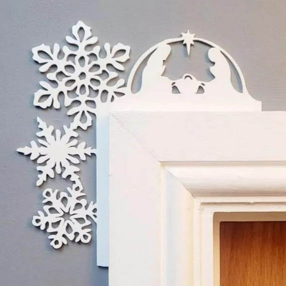 Christmas Door Topper, Cute Door Corner Decorations for Farmhouse Living Room Corner Christmas Indoor Outdoor Table Props Wall Window Decoration