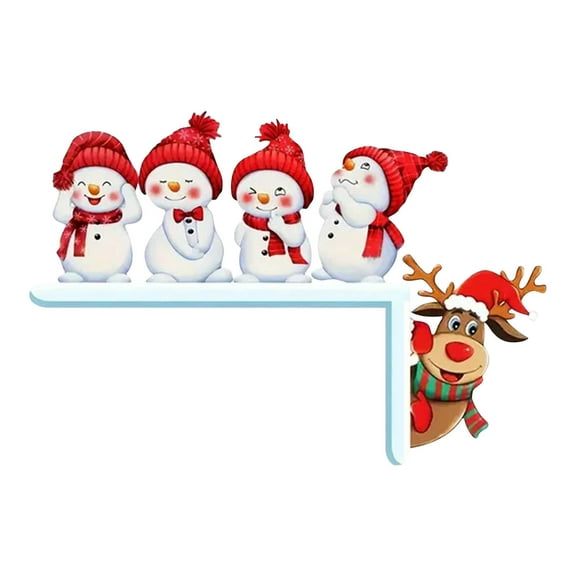 Christmas Door Topper Decorations, Wooden Snowman Frame Corner Sign Decor for Front Door Window Mantel Shelf Cabinet Home Christmas Decor, Right