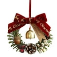 thumbnail image 1 of Christmas Door Wreath with Bow and Bell Decorations - Artificial Golden Green Wreath with Jingle Bells, Lanyard for Front Door, Tree, Indoor Outdoor Home Decor, Window, Cabinet, Car Wall Christmas, 1 of 9