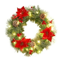 Christmas Door Wreath with Red Berries and Pine Cones - Festive Holiday Floral Wreath for Indoor Outdoor Winter Decoration