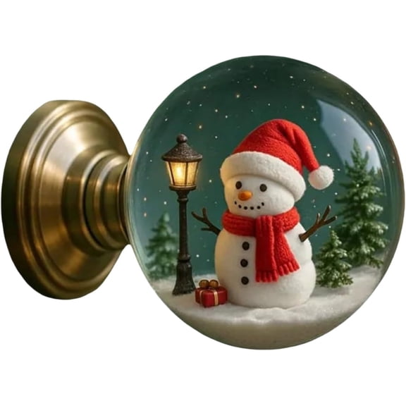 Christmas Doorknob Decoration, Unique Handcrafted Decorative Door Handle, Retro Round Resin Epoxy Flower Door Knobs for Modern and Classic Homes Alike, Bedroom Decor(#B)