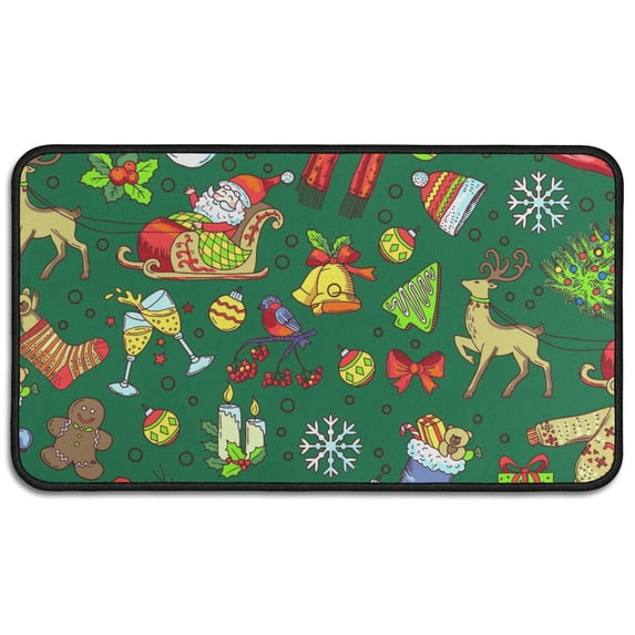 Christmas Doormat 17x30 Inch Red and White Plaid, Non-Slip Welcome Mat for Front Door - Outdoor Indoor Holiday Decor, Washable Entryway Rug for Porch and Entryway