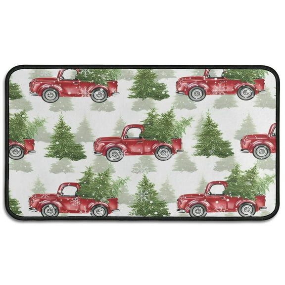 Christmas Doormat 17x30 Inch Red and White Plaid, Non-Slip Welcome Mat for Front Door - Outdoor Indoor Holiday Decor, Washable Entryway Rug for Porch and Entryway