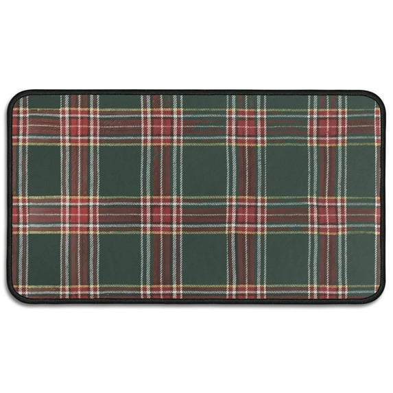 Christmas Doormat 17x30 Inch Red and White Plaid, Non-Slip Welcome Mat for Front Door - Outdoor Indoor Holiday Decor, Washable Entryway Rug for Porch and Entryway