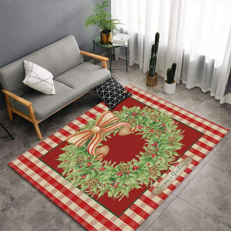 Christmas Doormat 31.5x47.2 inch Merry Christmas Home Decorative Mat, Seasonal Winter Xmas Non-Slip Rubber Backing Reusable Entrance Rug Fall Door Mat