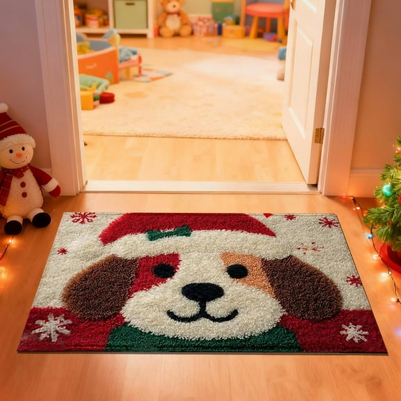 Christmas Doormat Festive Holiday Mat with Animal Designs for Entrance Welcome Mat Syoung manproof Absorbent Fast-Dry Bath Rug（A)