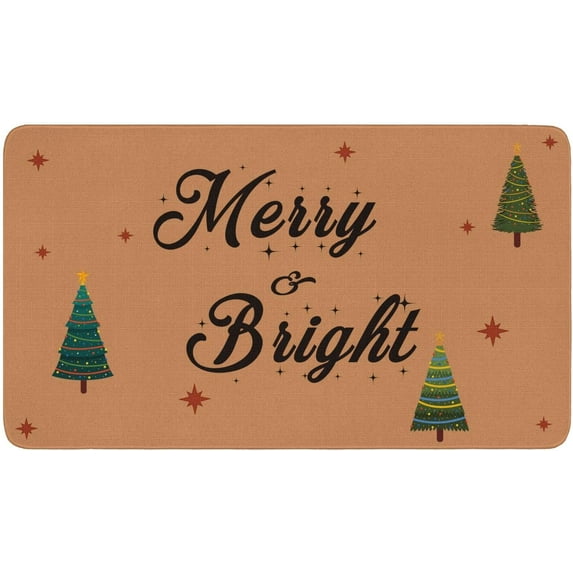 Christmas Doormat Outdoor Entrance Christmas Rug for Outdoor Welcome Mats for Front Door, Brown Indoor Christmas Mat Non Slip Door Mat Indoor or Outdoor for Home Decor with Xmas Tree, 30 X 17 Inch