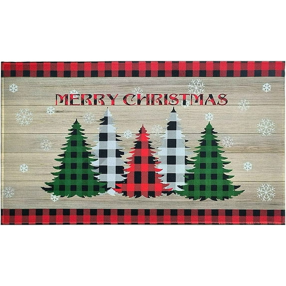 Christmas Doormat Outdoor Entrance Non-Slip Christmas Front Door Mat Xmas Decorative Washable Winter Holiday Welcome Doormat 17"x30" Merry Christmas Decor for Indoor Outdoor