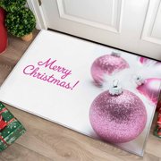Christmas Doormat Pink Christmas Balls Doormats Entrance Door Rug Shiny Merry Christmas Floor Mat Welcome Front Door Mat for Indoor Outdoor Kitchen Xmas Home Decor 18"x30"