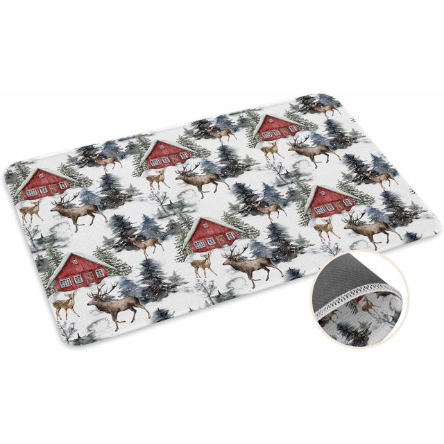 Christmas Doormat Rugs Outdoor/Indoor Red Farmhouse Barn NonSlip
