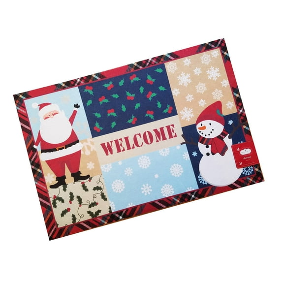 Wholesale Merchandisers Christmas Doormat Santa Snowman Outdoor Polyester Nonskid Mat 18 x 27