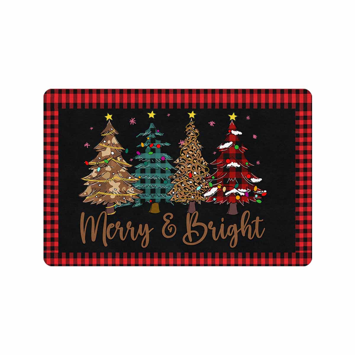 Christmas Doormat Xmas Tree Outdoor Mat NonSlip and Washable Winter Doormat Rubber Back Santa