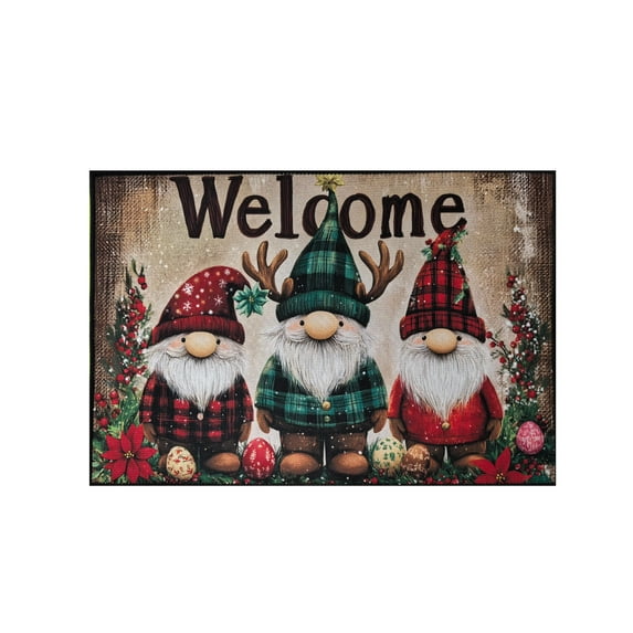 Christmas Doormat for Front Door, Red Absorbent Entryway Mat Non-Slip, Holiday Floor Carpet for Home Decor Indoor Outdoor Use(E)