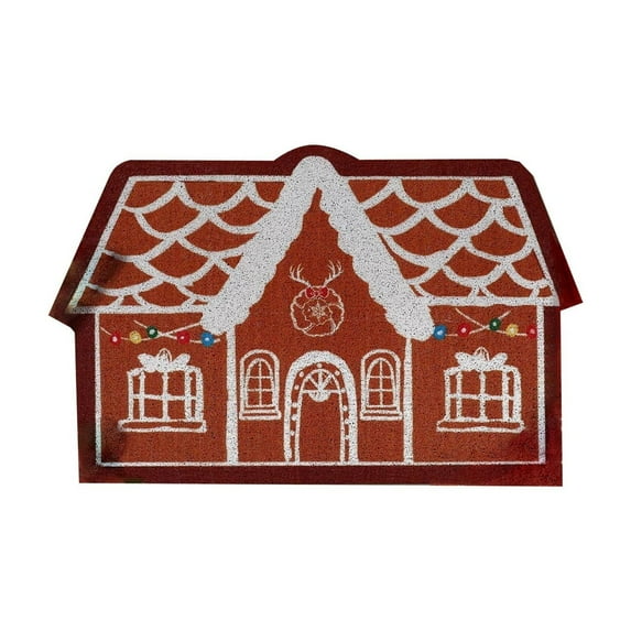 Christmas Doormats Outdoor Gingerbread House Welcome Door Mats Layered Gingerbread House Front Door Rugs Non Slip Floor Mats for Xmas Porch Entryway Indoor Outdoor Decor -23.6x15.7 inches