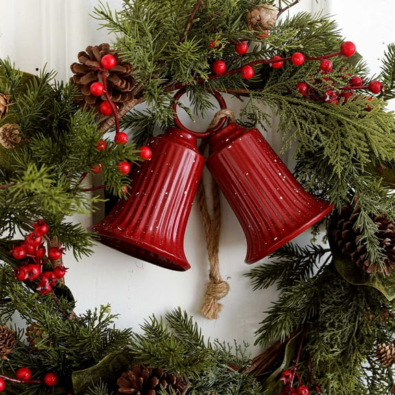 Christmas Double Bells Hanging Ornament, Large Iron Bells Christmas Tree Decoration, Festive Pendant for Holiday Party, Home Decor and Seasonal Atmosphere Arrangement