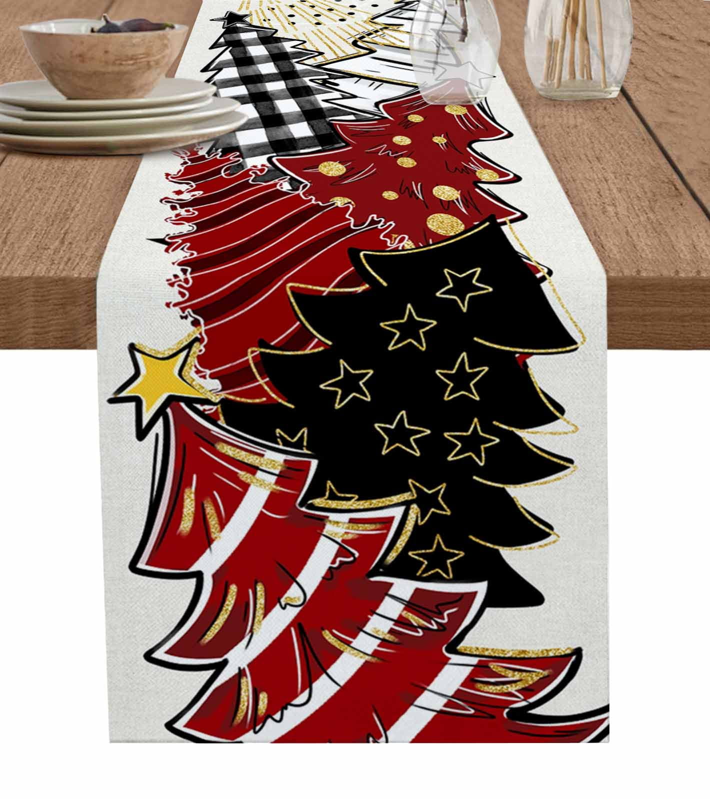 Christmas Double Check Texture Table Runner Wedding Party Decoration