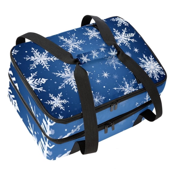 Christmas Double Layered Insulated Lunch Bag with Two Compartments, Large Capacity, and Hand Carry - 7.1x11.4x16.1 inches - Ideal for Work or School Lunch Bags
