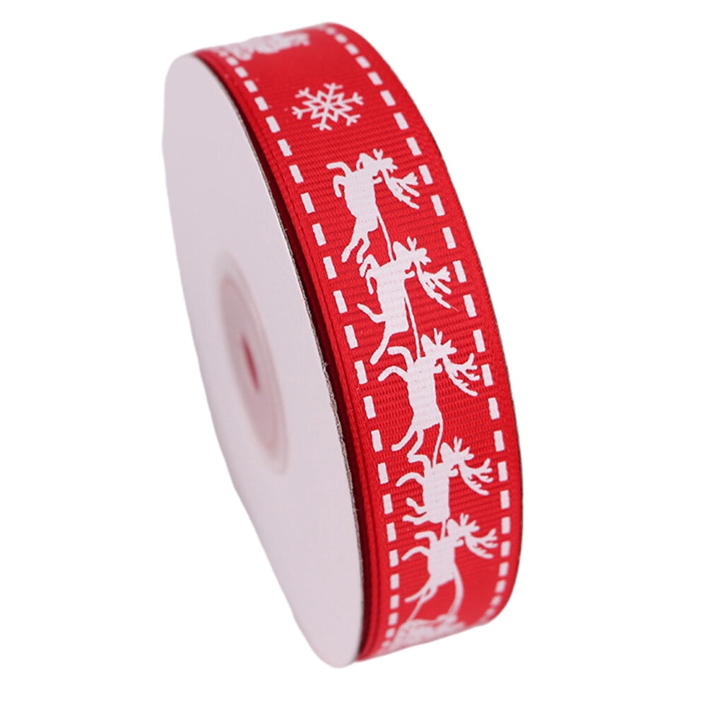 Christmas Double-sided Threaded Belt Elk Patterned Ribbon Strip Satin ...