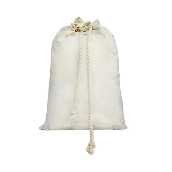 Christmas Drawstring Bag Beige Canvas for Holiday Storage, 28x20 Inch Large Gift Bag for Xmas Decorations and Party Supplies