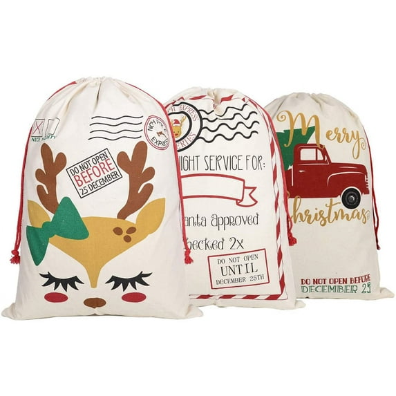 Christmas Drawstring Bags Extra Large Santa Sack 70 x 50 cm Santa Bag for Christmas Gifts - B