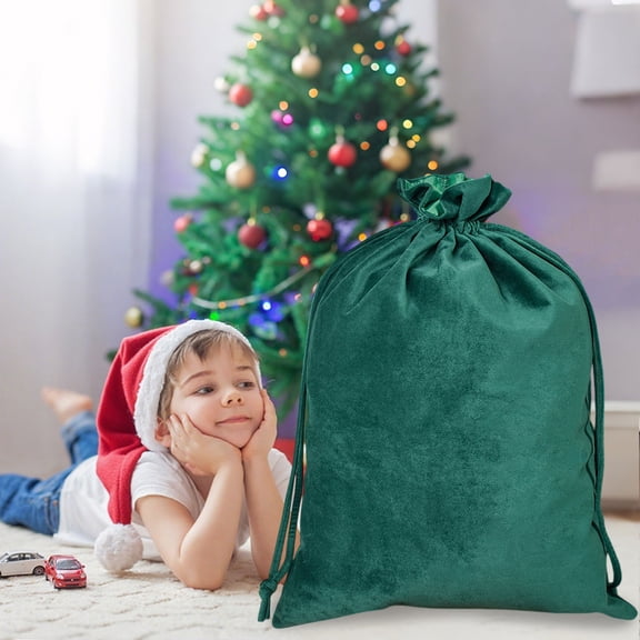 Christmas Drawstring Storage Bag 28x20 Inch, Large Holiday Gift Bag with Handles, Reusable Christmas Tree Storage Sack, Festive Decor Organization for Ornaments Lights