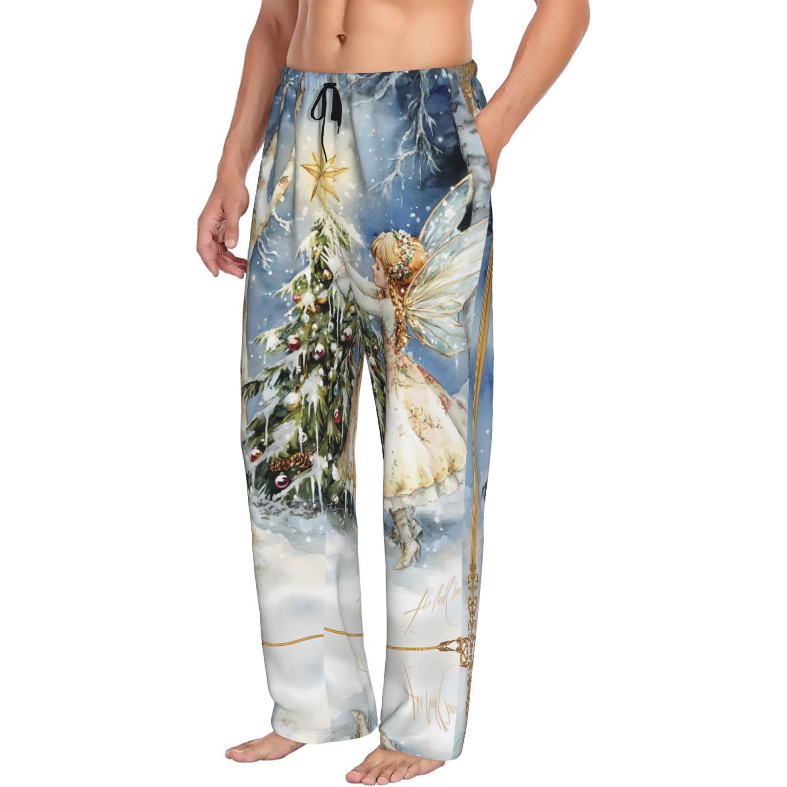 Christmas Dream Elf Mens Pajama Pants Bottoms with Pockets - Comfy Mens Pj Pants, Soft Men Lounge Pants