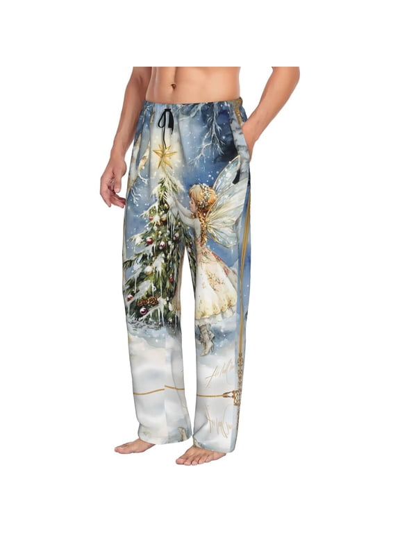 Christmas Dream Elf Mens Pajama Pants Bottoms with Pockets - Comfy Mens Pj Pants, Soft Men Lounge Pants