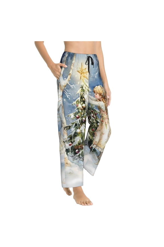 Christmas Dream Elf Pajama Pants Women - Soft Breathable Sleep & Lounge Pants for Women, Comfy Casual Pj Pants Bottoms with Pockets