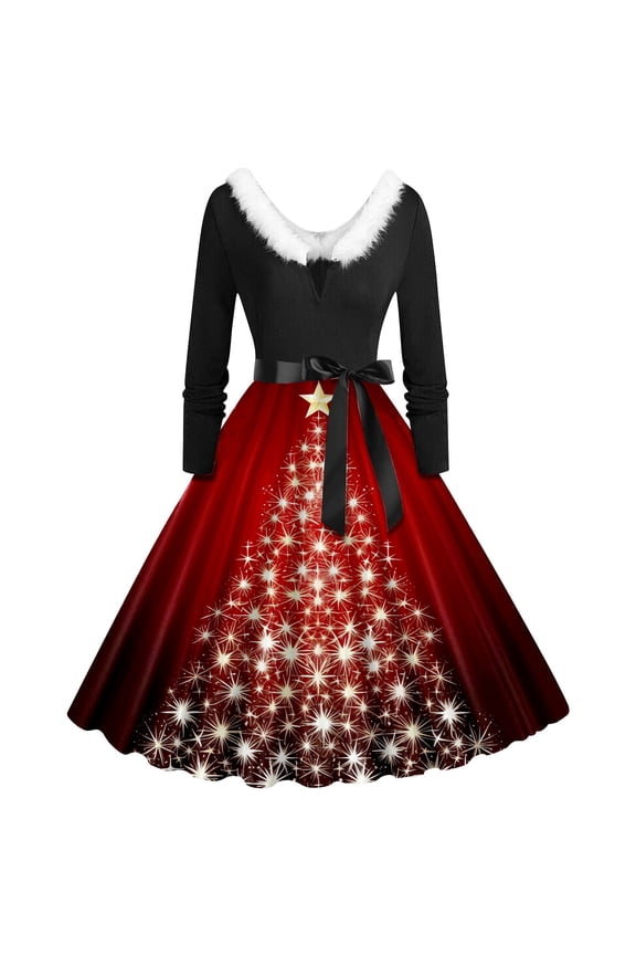 Christmas Dress Christmas Party Dresses Festive Season Long Sleeve Collar Asymmetrical Party Gown for Elegant Holiday Dinner Dress With Soft Details