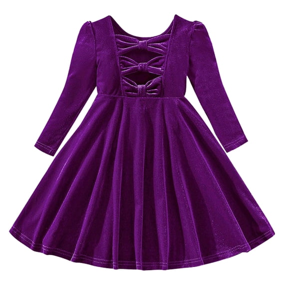 Christmas Dress Crew Neck A-Line Long Sleeve Winter Outfits Christmas Outfits Girls Party Dress 3-4 Years