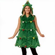Christmas Dress Up  Womens Green Christmas Tree Costume Top for Adults Performance Dance Shirt Elf Dress Christmas Costumes Cosplay Outfit Christmas Dress Up Festive Holiday Party Role Play