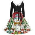 thumbnail image 1 of Christmas Dress for Women Christmas Clothes for women's Autumn And Winter Christmas Print V Neck Long Sleeve Lace Up Retro Casual Dress, 1 of 3