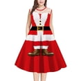 thumbnail image 1 of Christmas Dress for Women, Christmas Style Pattern Lace Sleeveless Round Neck Midi Dress for Holiday Christmas Party, 1 of 9