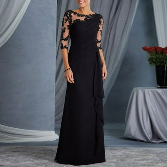Christmas Dress for Women Women's Maxi Dresses Summer Casual Round Neck Short Sleeve Solid Long Dress